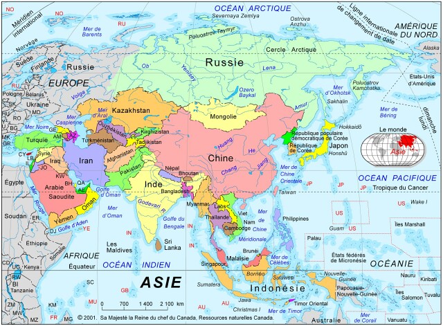 Entre L Europe Et L Asie Carte Géographique De L'europe Et L'asie