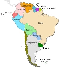 Carte de l'Amérique du Sud avec les pays