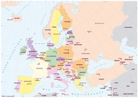 Carte Europe pays couleur capitales principautés