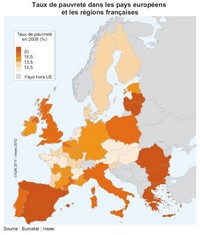 carte Union européenne taux pauvreté pays européens