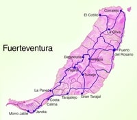 Carte routière Fuerteventura routes