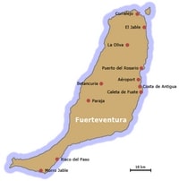 Carte Fuerteventura villes échelle simple