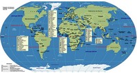 Carte du monde avec tous les pays et de nombreuses informations, projection de Robinson