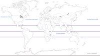 Carte du monde vierge avec les lacs et le nom des océans