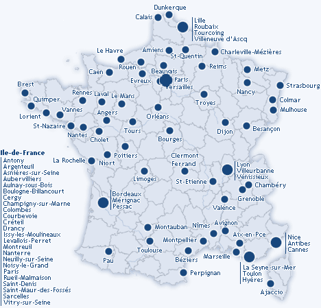 carte principales villes françaises