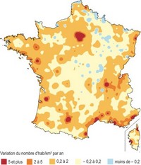 carte variation de densité de population