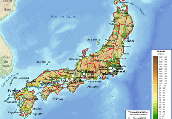carte relief du Japon