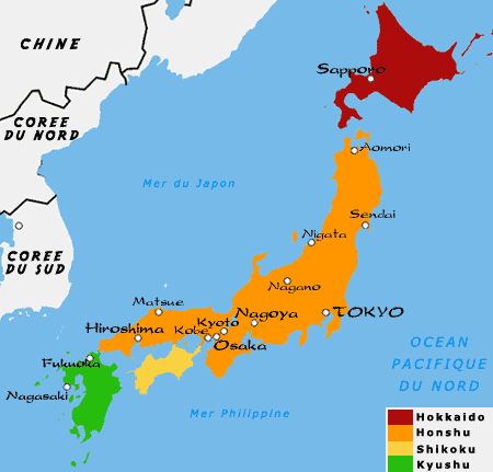 carte régions du Japon