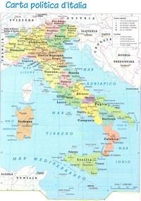 Carte Italie politique villes régions lacs montagnes
