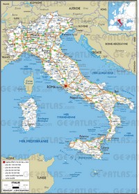 carte Italie routes autoroutes taille des villes aéroports