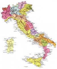 carte Italie routière routes villes villages points culminants