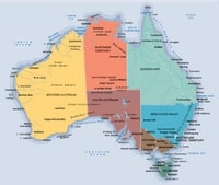 carte Australie États fleuves sommets montagneux