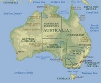 Carte physique Australie