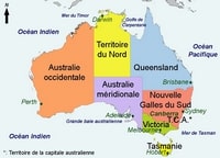 carte États Australie capitale Canberra