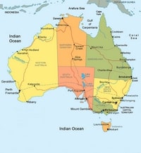 Carte politique Australie États route lacs