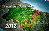 carte zones de déforestation amazonie en 2012