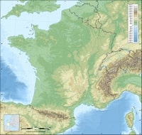 Carte de France avec l'altitude en mètre et le relief