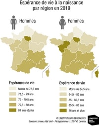 carte de france espérance de vie hommes femmes