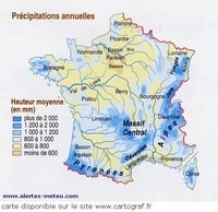 carte de france pluviométrie annuelle moyenne