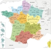 carte de france régions départements numéro