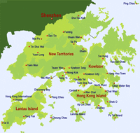 Carte quartiers îles Hong Kong