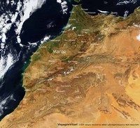 Carte satellite du Maroc avec les villes