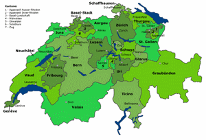 carte cantons Suisse