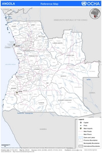 grande carte Angola région rivière