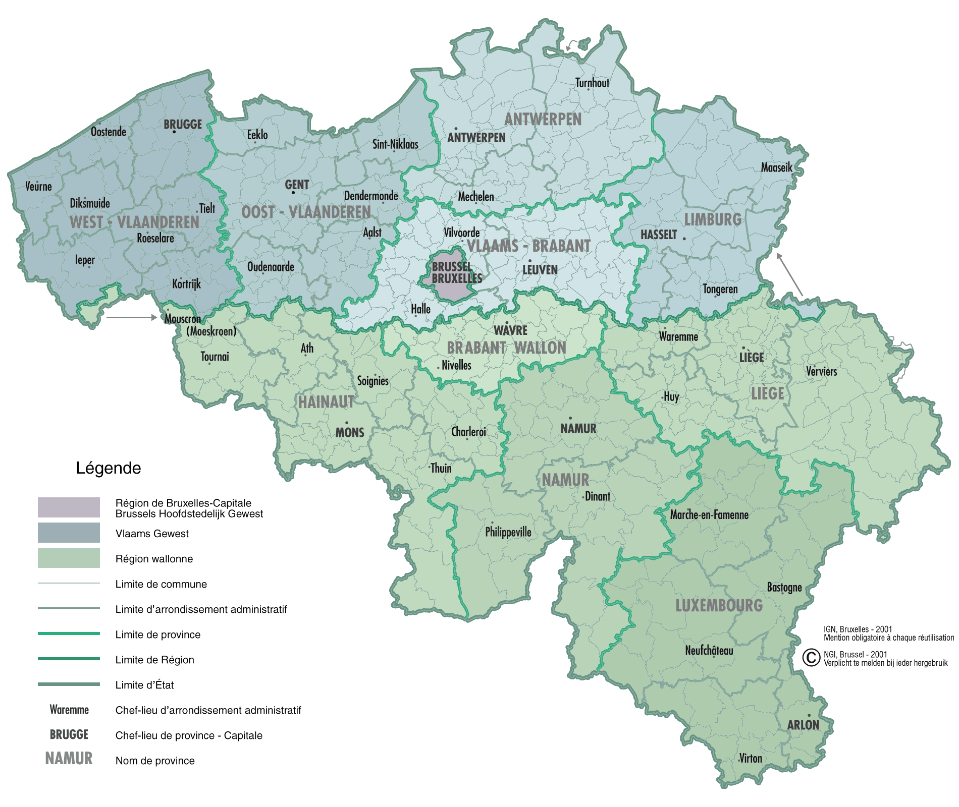 carte de belgique villes - Image
