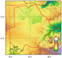 carte relief altitude Botswana