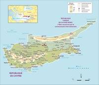carte Chypre routes capitale aéroports altitude en mètre