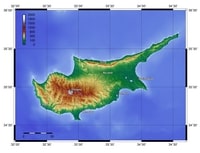 carte Chypre relief altitude en mètre villes