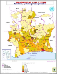 Carte Côte d'Ivoire densité population