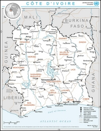 Carte Côte Ivoire ville village route chemins de fer