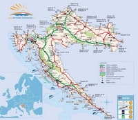 Carte routière Croatie type route distance villes
