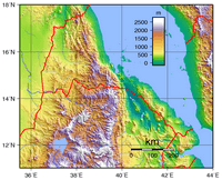 carte relief altitude Erythrée