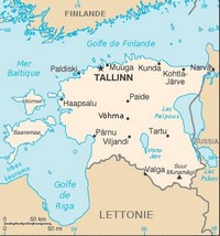 Carte Estonie capitale villes lacs