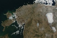 Carte satellite de Estonie image satellite en hiver