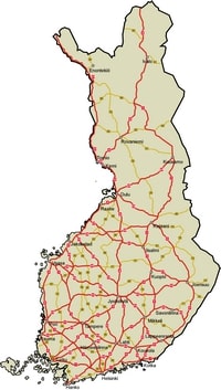 carte Finlande routière routes