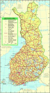 carte Finlande villes villages routes auberges aéroports