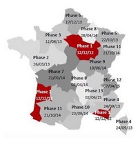 Carte illustrant installation nouvelles chaines TNT française selon les phases