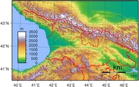 carte relief altitude Géorgie