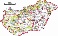 Carte Hongrie routière villes villages