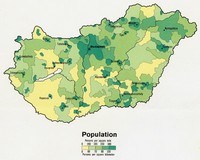 carte Hongrie villes et la densité de population en habitant par km²