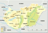 Carte Hongrie villes rivières topographie altitude