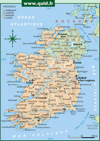 carte Irlande provinces villes villages aéroports