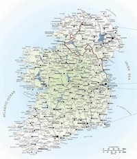 carte Irlande routes villes lacs aéroports