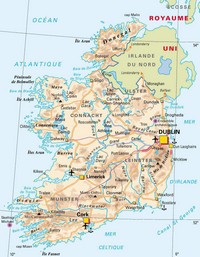 carte Irlande lacs