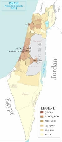 carte Israël densité population
