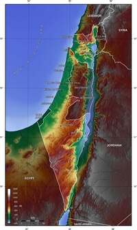 Carte Israël relief altitude